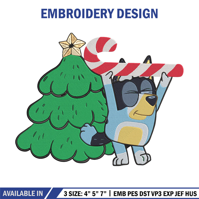 Bluey chrismas Embroidery Design, Bluey Embroidery, Embroidery File, Chrismas Embroidery, Anime shirt, Digital download.jpg