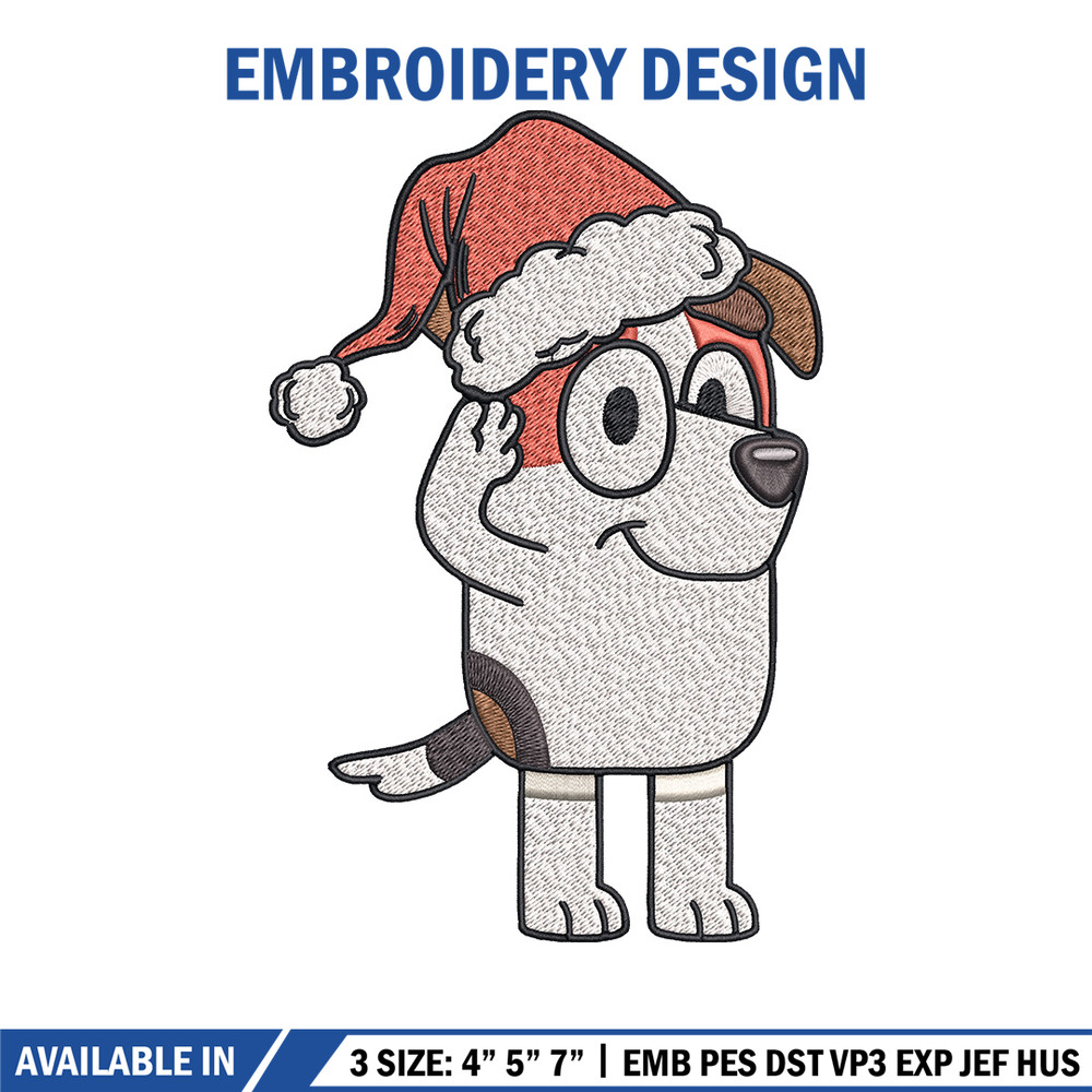 Bluey chrismas hat Embroidery Design, Bluey Embroidery, Embroidery File, Brand Embroidery, Logo shirt, Digital download.jpg