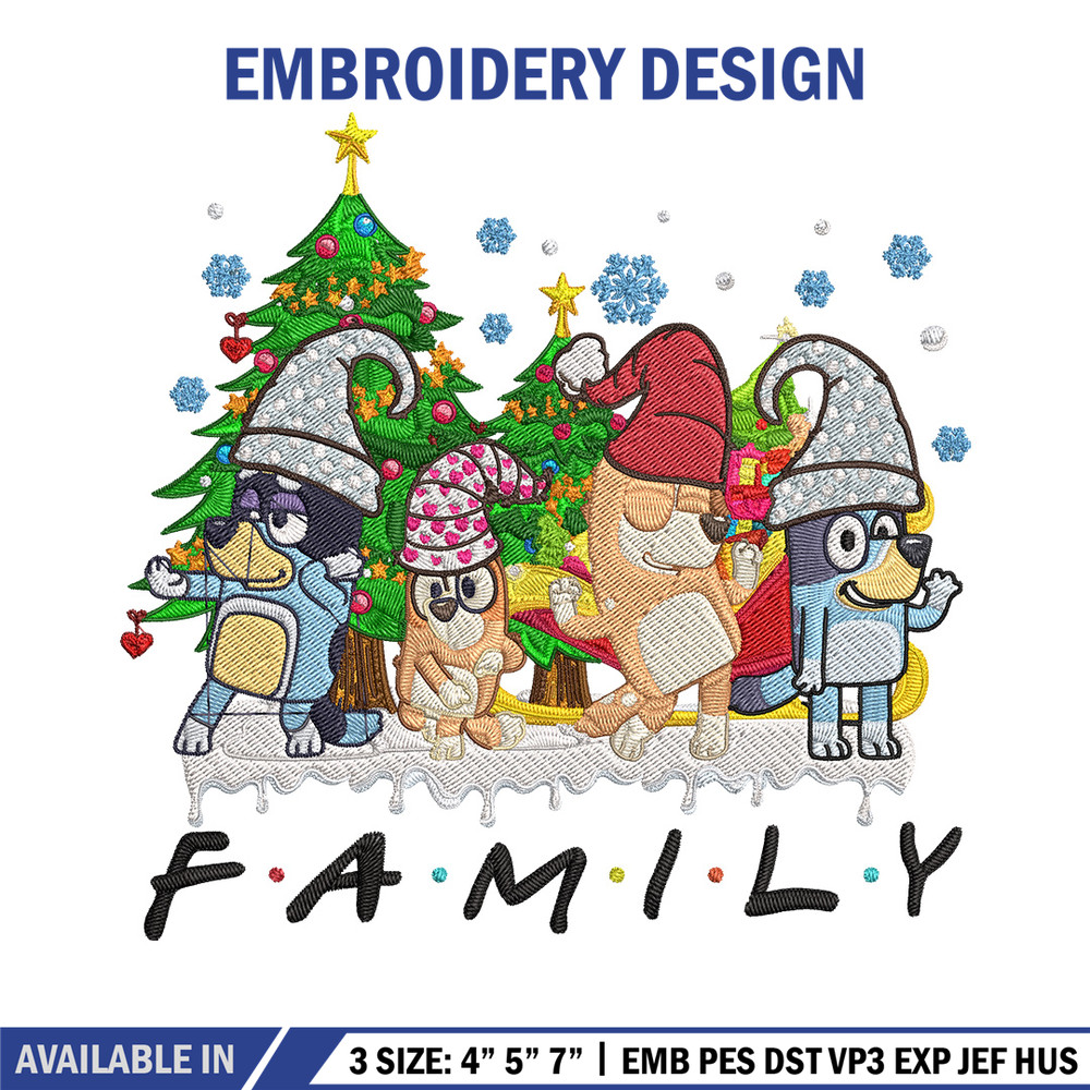 Bluey family Embroidery Design, Bluey Embroidery, Embroidery File, Chrismas Embroidery, Anime shirt, Digital download.jpg
