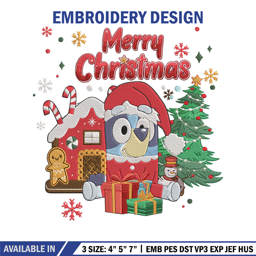 Bluey merry chrismas Embroidery Design,Bluey Embroidery, Embroidery File, Chrismas Embroidery, Digital download.jpg