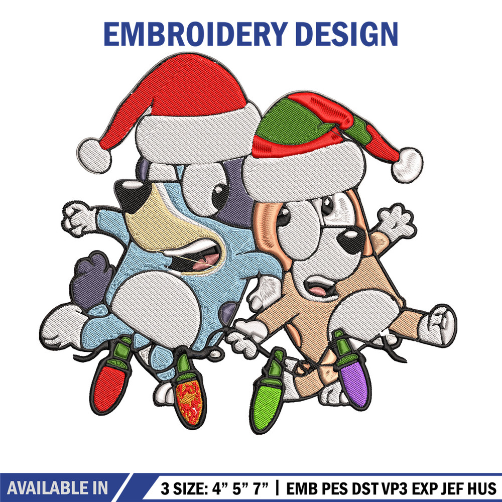 Bluey x Bingo Embroidery Design, Bluey Embroidery, Embroidery File, Chrismas Embroidery, Anime shirt, Digital download..jpg