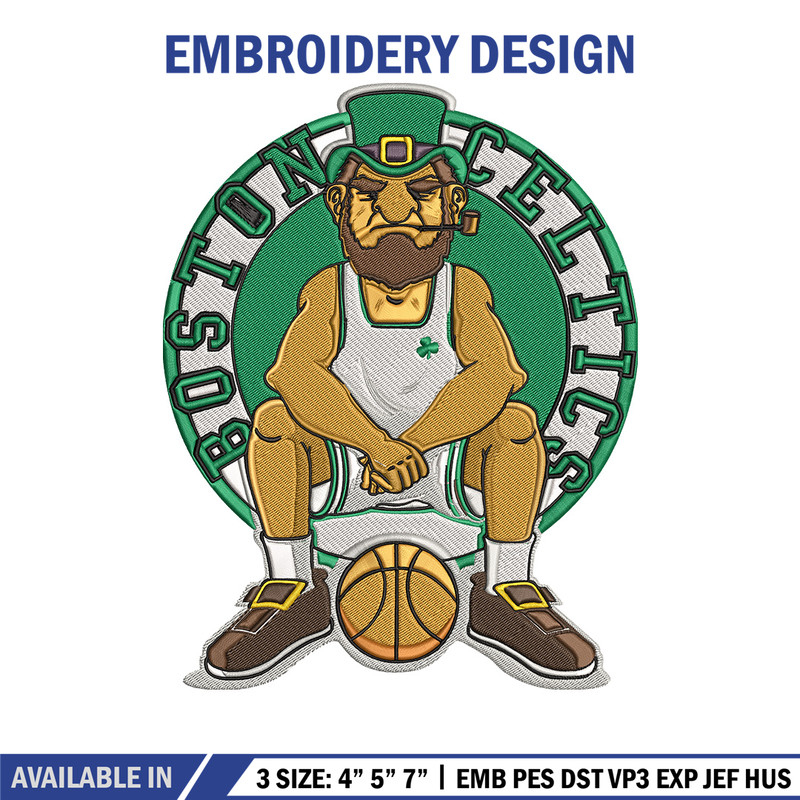 Boston Celtics mascot embroidery design, NBA embroidery, Sport embroidery, Logo sport embroidery, Embroidery design.jpg