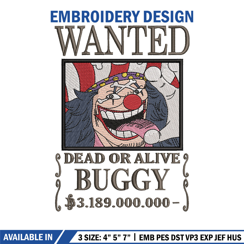 Bounty buggy embroidery design, One piece embroidery, Anime design, Embroidery shirt, Embroidery file,Digital download.jpg