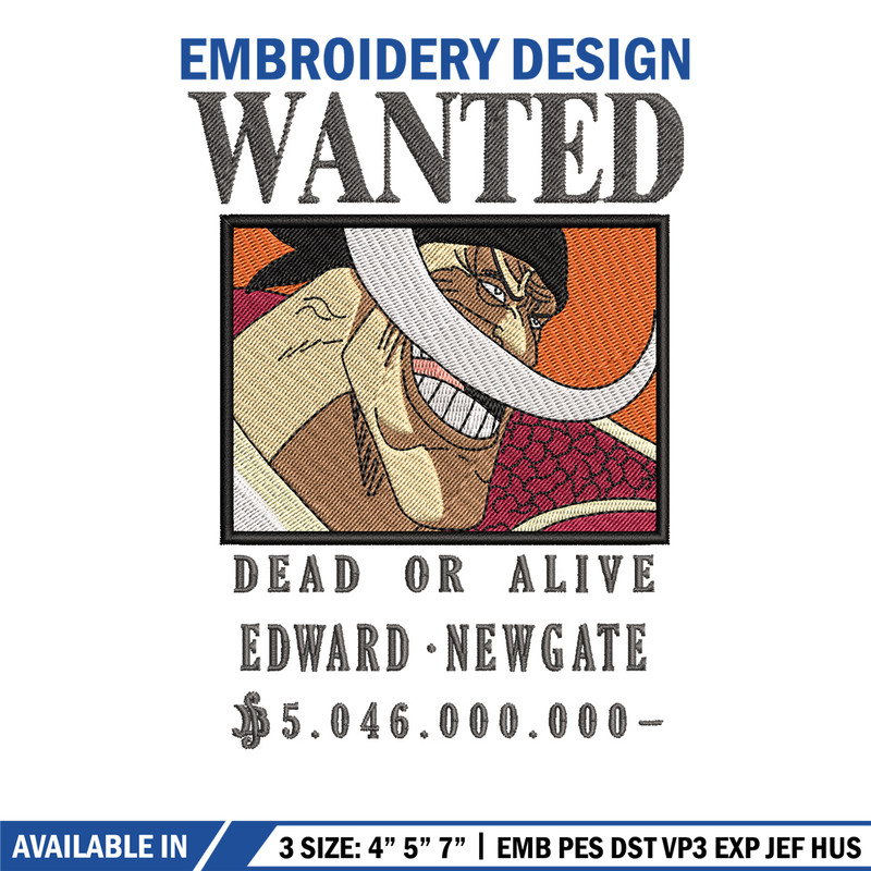 Bounty newgate embroidery design, One piece embroidery, Anime design, Embroidery shirt, Embroidery file,Digital download.jpg