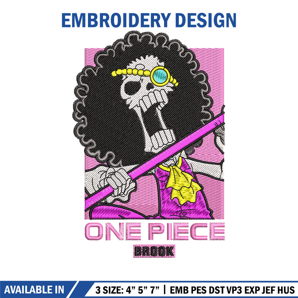Brook embroidery design, One Piece embroidery, embroidery file, anime design, logo design, anime shirt, Digital download.jpg