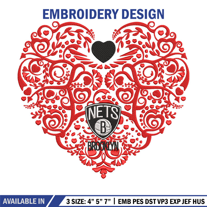 Brooklyn Nets heart embroidery design, NBA embroidery,Sport embroidery, Logo sport embroidery, Embroidery design.jpg