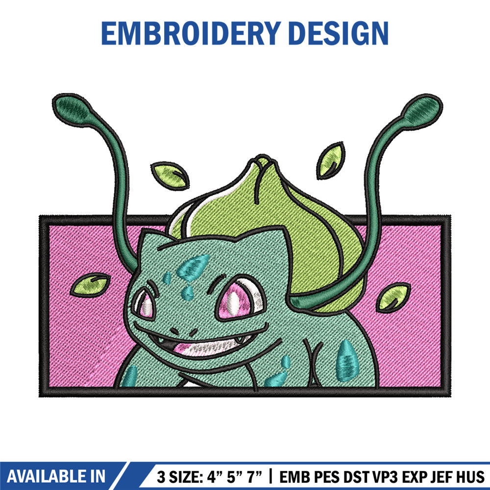 Bubasaur embroidery design, Pokemon embroidery, embroidery file, anime design, anime shirt, Digital download.jpg