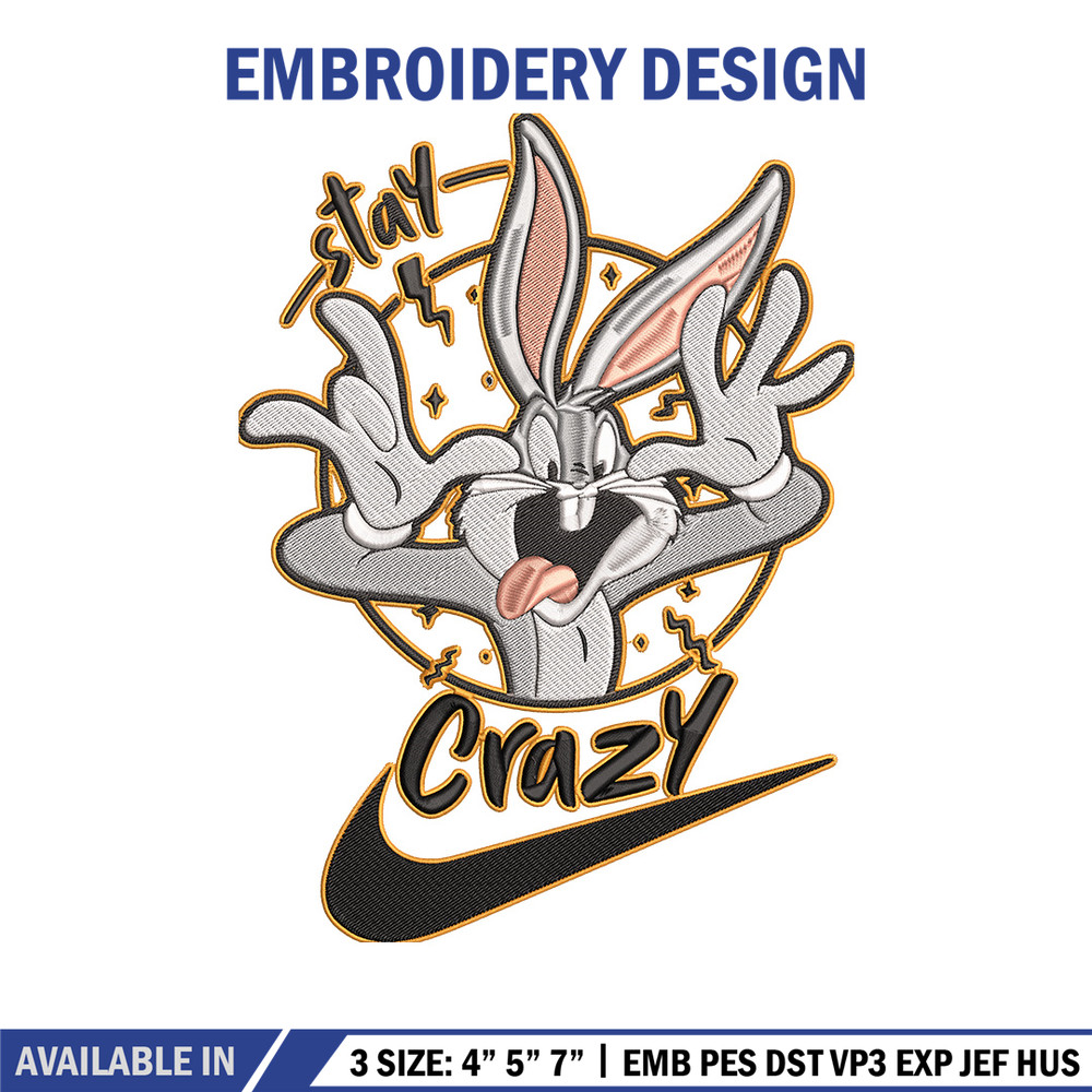 Bugs Bunny Embroidery Design, Looney Tunes Embroidery, Embroidery File, Nike Embroidery, Anime shirt, Digital download.jpg