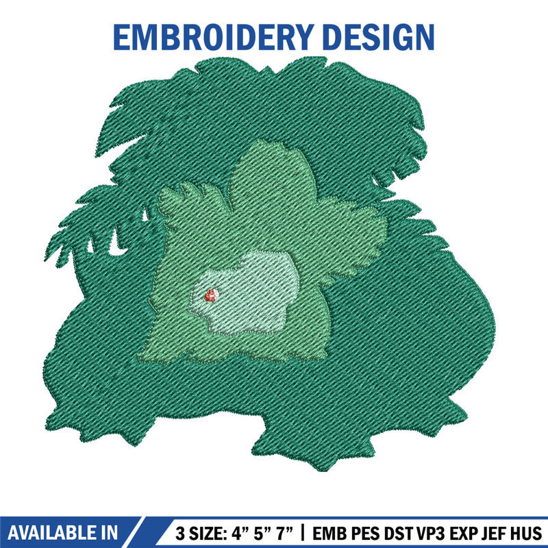 Bulbasaur embroidery design, Pokemon embroidery, Anime design, Embroidery shirt, Embroidery file, Digital download.jpg