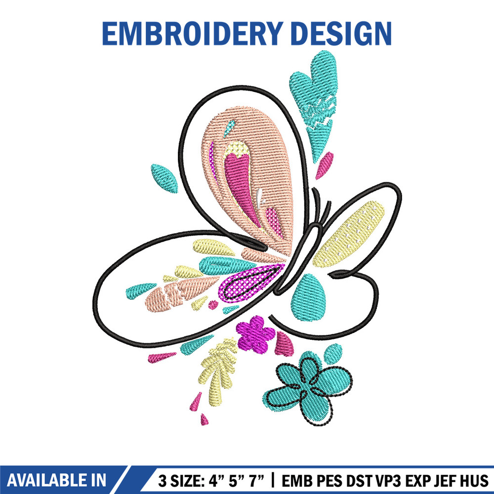 Butterfly color embroidery design, Butterfly embroidery, Embroidery file, Embroidery shirt, Emb design, Digital download.jpg