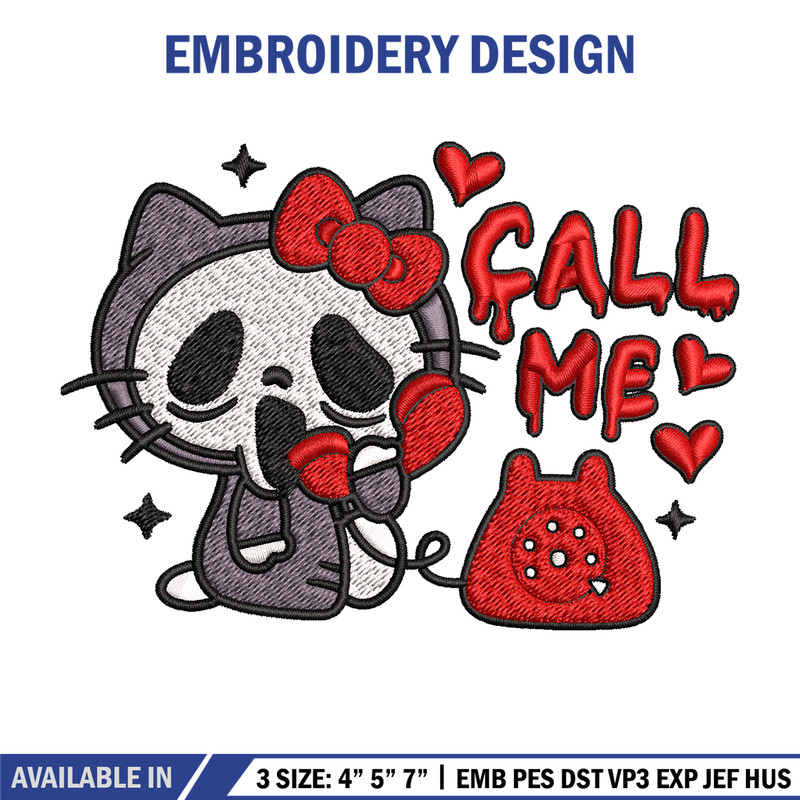 Call Me Scream Hello Kitty Embroidery design, Hallokitty Embroidery, cartoon design, Embroidery File, Digital download..jpg
