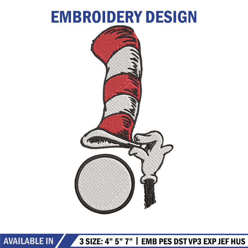 Cat In The Hat Embroidery Design, Cat In The Hat Embroidery, Embroidery File, logo shirt, Digital download.jpg