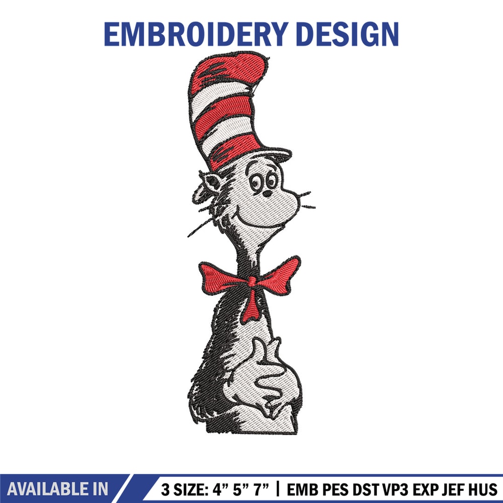 Cat in the Hat Logo Embroidery Design, Dr Seuss Embroidery, Embroidery File, Embroidery design, Digital download..jpg