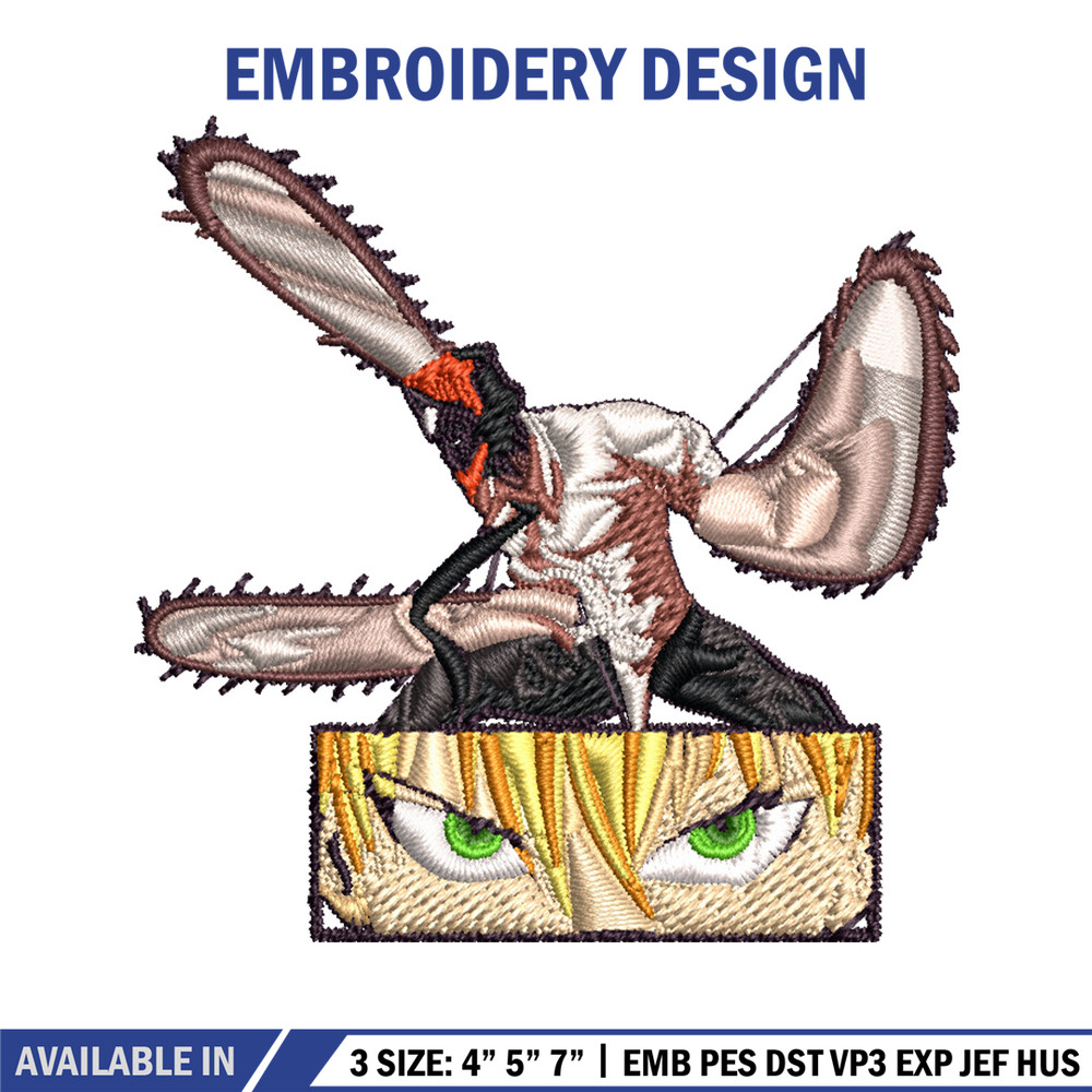 Chainsaw Embroidery Design, Chainsaw man Embroidery, Embroidery File, Anime Embroidery, Anime shirt, Digital download.jpg