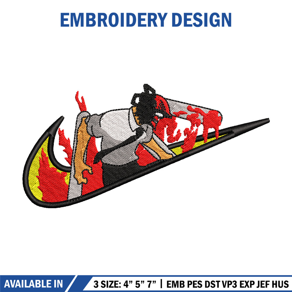 Chainsaw man Nike embroidery design, Chainsaw man embroidery, Nike design, anime design, anime shirt, Digital download 1.jpg