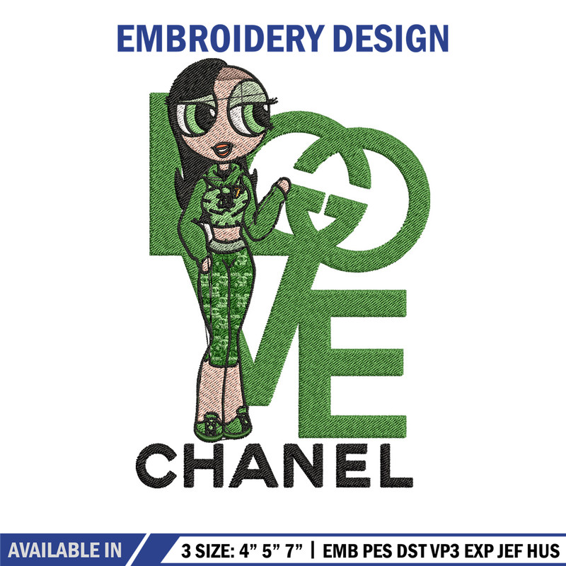 Chanel green girl Embroidery Design, Chanel Embroidery, Embroidery File, Brand Embroidery, Logo shirt, Digital download.jpg