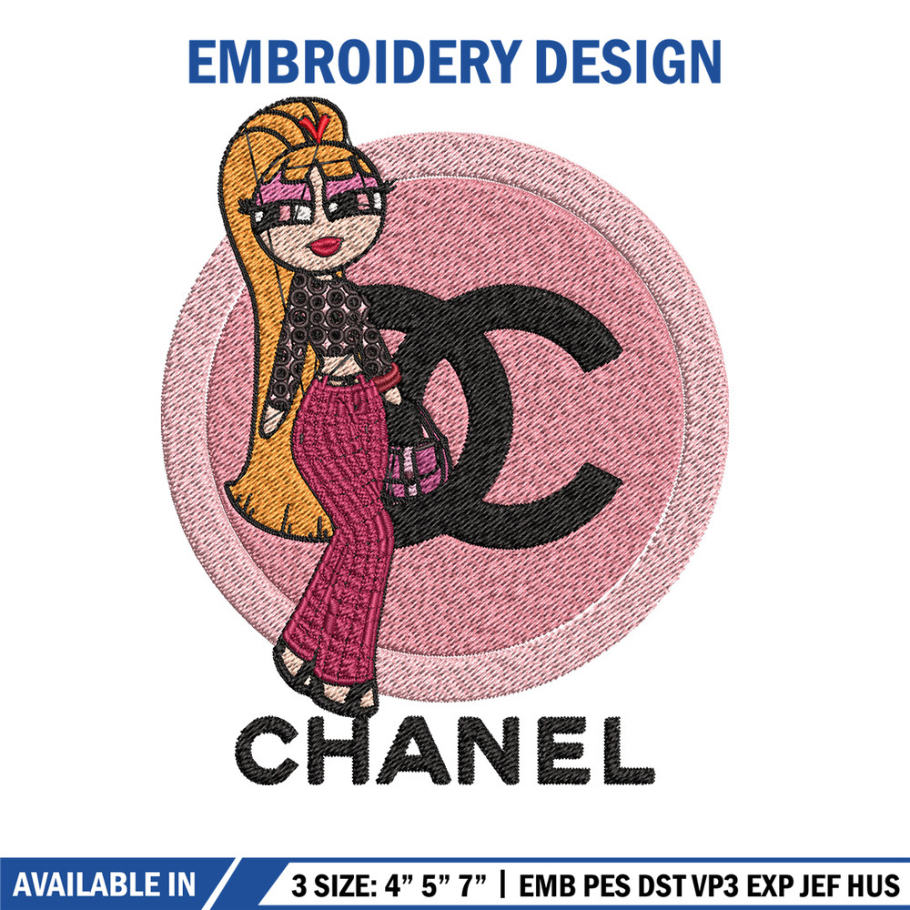 Chanel pink girl Embroidery Design, Chanel Embroidery, Embroidery File, Brand Embroidery, Logo shirt, Digital download 1.jpg