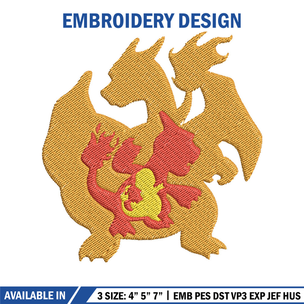 Charizard embroidery design, Pokemon embroidery, Anime design, Embroidery file, Digital download, Embroidery shirt.jpg