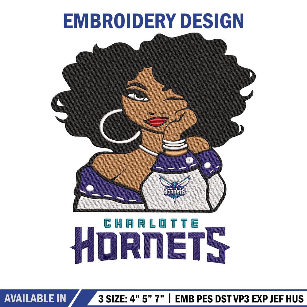 Charlotte Hornets girl embroidery design, NBA embroidery, Sport embroidery, Embroidery design, Logo sport embroidery..jpg