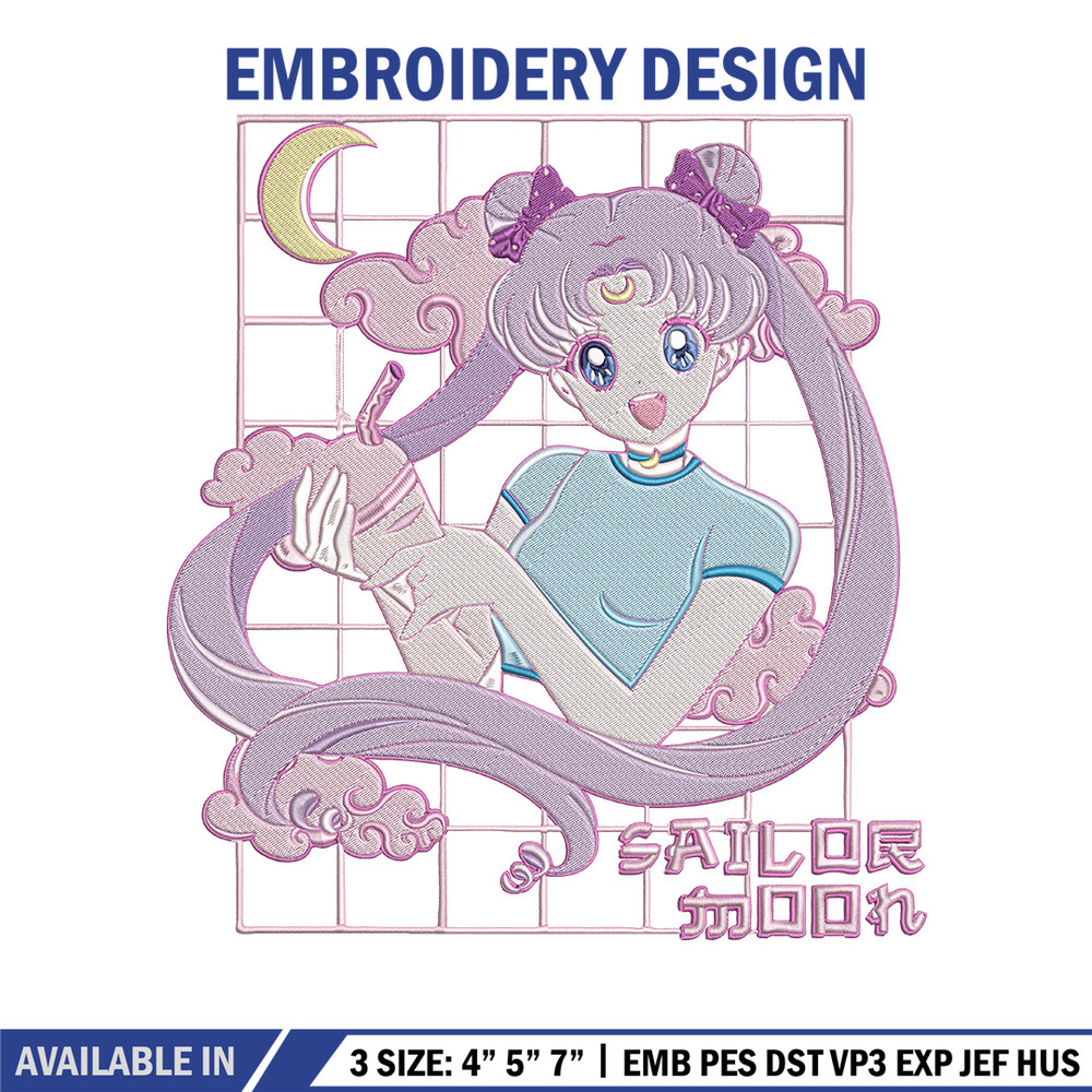 Chibi moon Embroidery Design, Sailor moon Embroidery, Embroidery File, Anime Embroidery, Anime shirt, Digital download.jpg