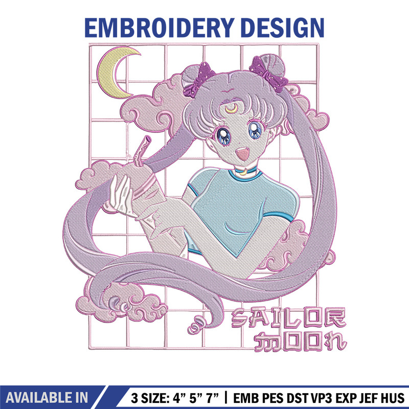 Chibi moon Embroidery Design, Sailor moon Embroidery, Embroidery File, Anime Embroidery, Anime shirt, Digital download.jpg
