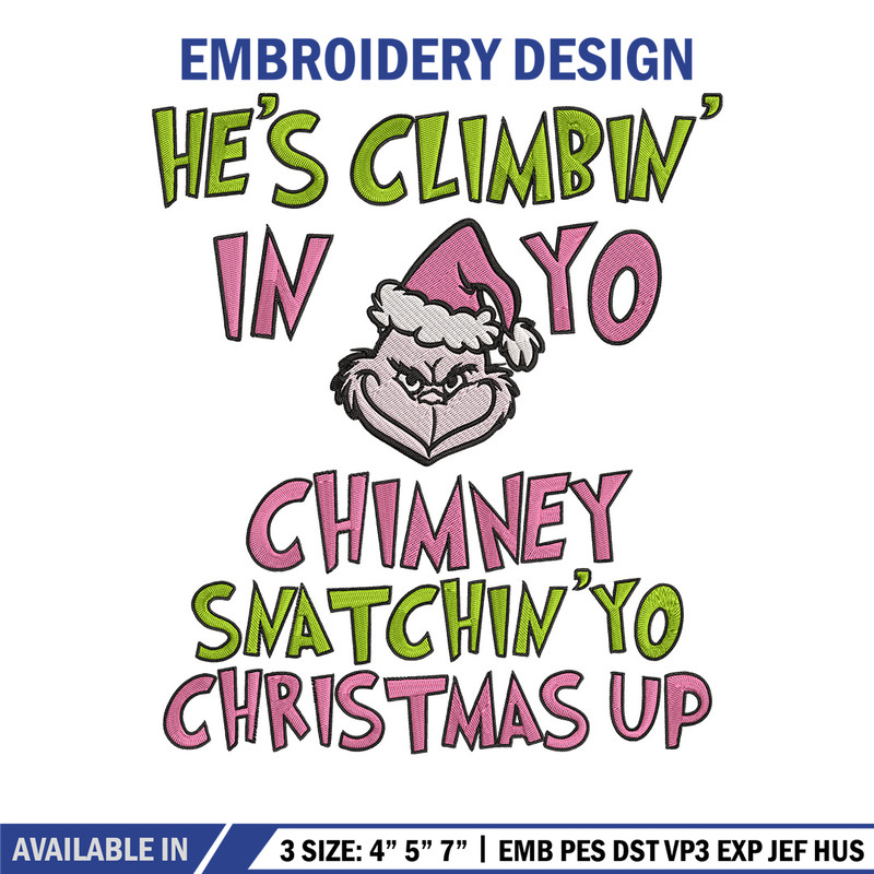 Chrismas up Embroidery Design, Grinch Embroidery, Embroidery File, Chrismas Embroidery, Anime shirt, Digital download.jpg