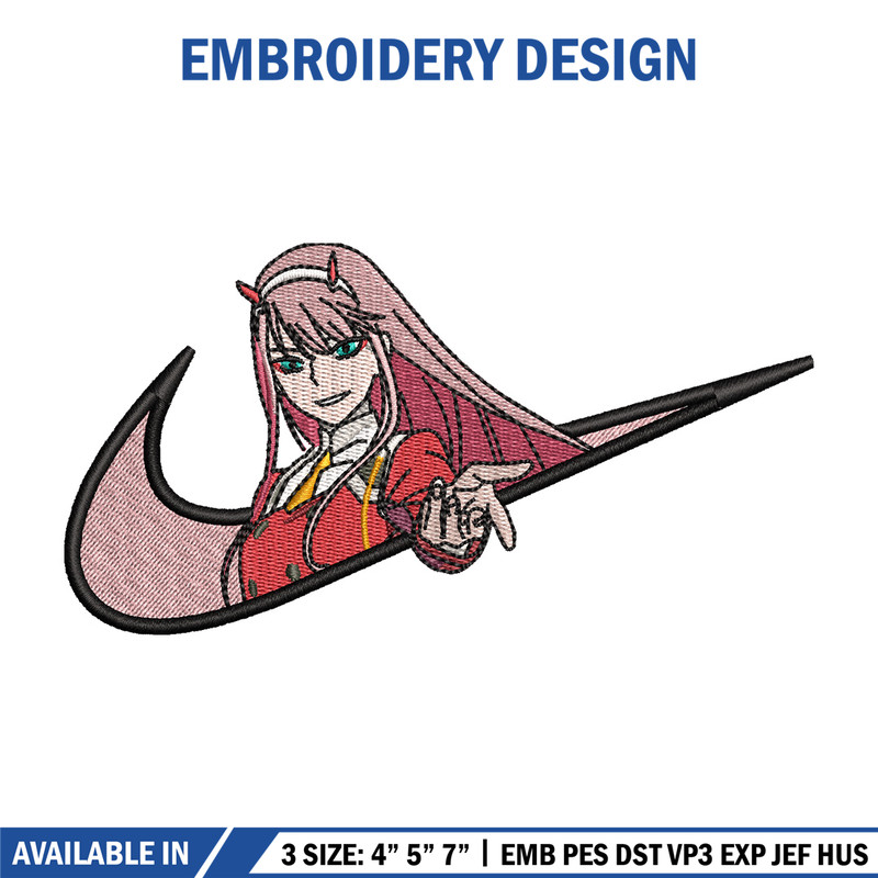 Code 002 nike embroidery design, Zero two embroidery, Anime design, Embroidery shirt, Embroidery file, Digital download.jpg