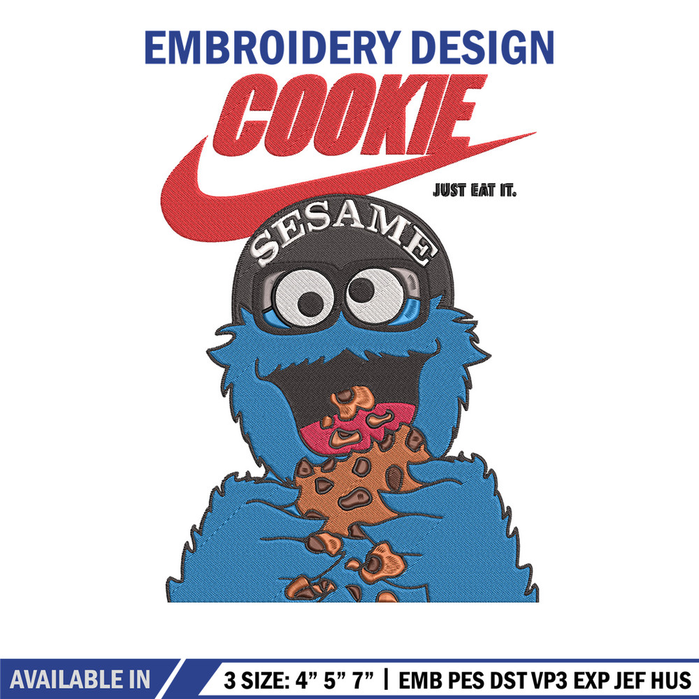 Cookie Monster x nike Embroidery Design, Cookie Monster Embroidery, Embroidery File, Nike Embroidery, Digital download.jpg