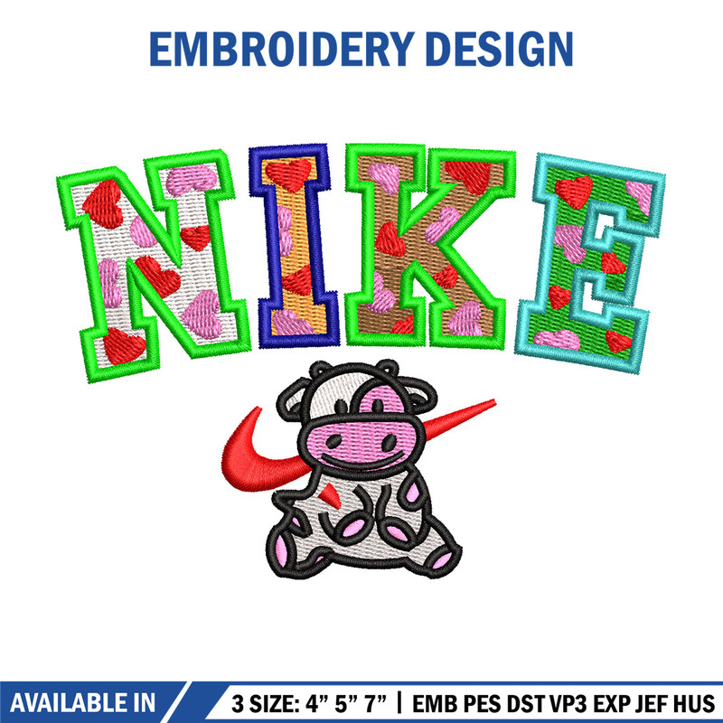 Cow color x nike embroidery design, Cow embroidery, Nike design, Embroidery shirt, Embroidery file, Digital download 1.jpg