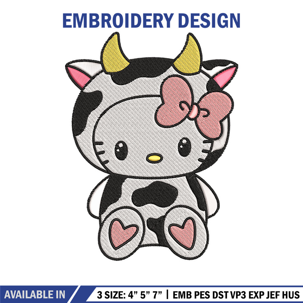 Cow Hello Kitty Embroidery Design, Hello Kitty Embroidery, Embroidery File, Cartoon shirt, Digital download..jpg