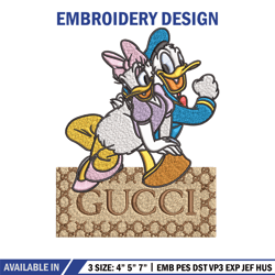 daisy and donald duck gucci embroidery design, disney embroidery, cartoon design, embroidery file, instant download