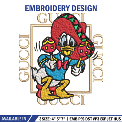 daisy donald duck gucci embroidery design, disney cartoon embroidery, cartoon design, embroidery file, instant download