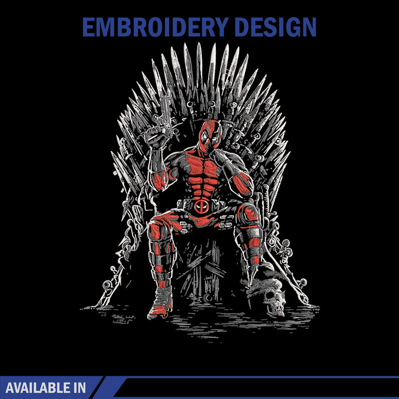 Deadpool king Embroidery Design, Deadpool Embroidery, Embroidery File, Anime Embroidery, Anime shirt, Digital download.jpg