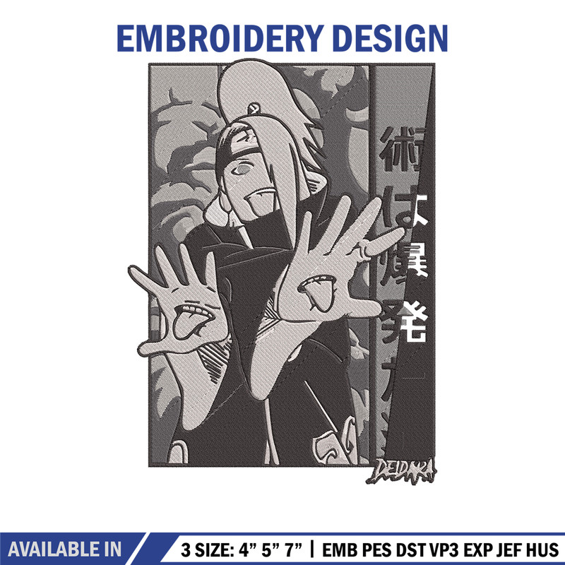 Deidara poster Embroidery Design, Naruto Embroidery, Embroidery File, Anime Embroidery, Anime shirt, Digital download.jpg