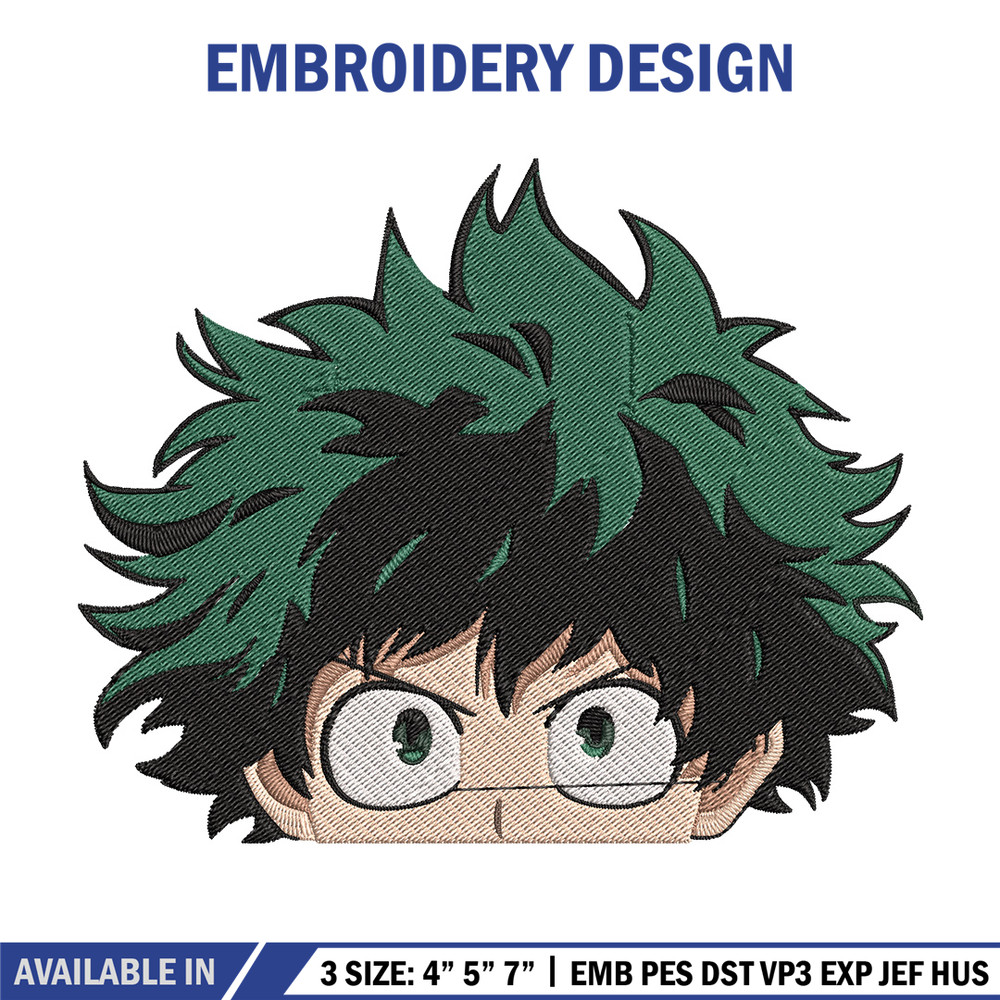 Deku face Embroidery Design, Mha Embroidery, Embroidery File, Anime Embroidery, Anime shirt, Digital download.jpg