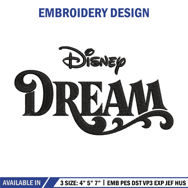 Disney Dream Embroidery Design, Disney logo Embroidery, Embroidery File, Embroidery design, Digital download..jpg