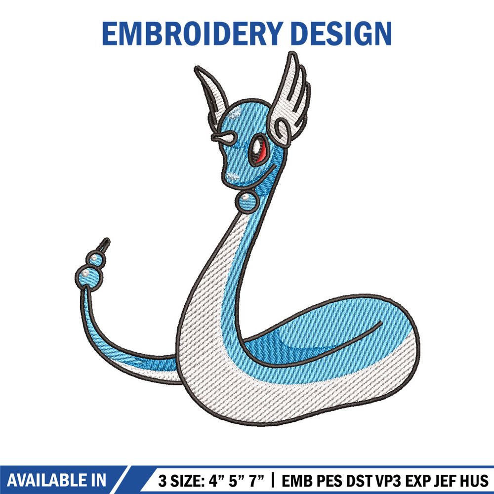 Dragonair embroidery design, Pokemon embroidery, Anime design, Embroidery shirt, Embroidery file, Digital download.jpg