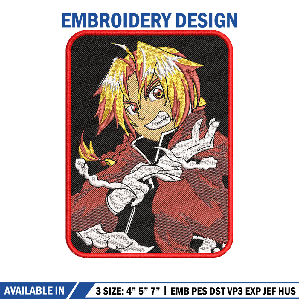 Edward Elric embroidery design, Fullmetal Alchemist embroidery, Logo design, anime design, anime shirt, Digital download.jpg