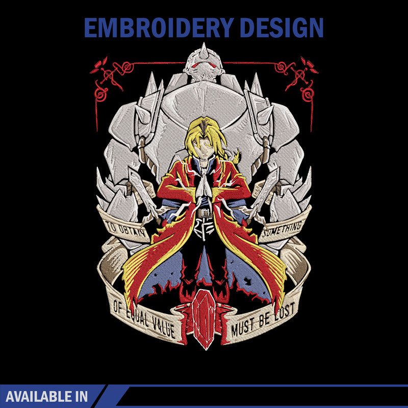 Edward Elric Embroidery Design, Fullmetal Embroidery,Embroidery File,Anime Embroidery, Anime shirt, Digital download.jpg