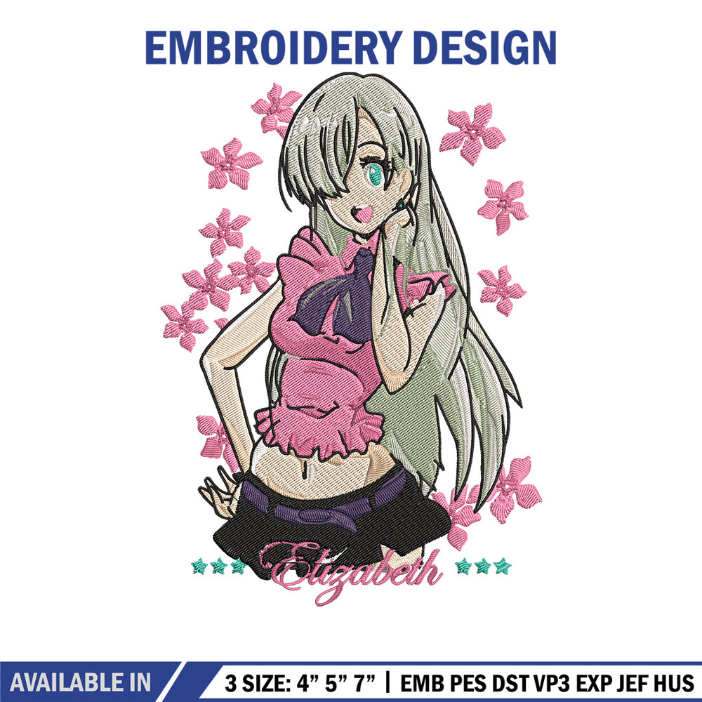 Elizabeth Embroidery Design, Seven Deadly Sins Embroidery, Embroidery File,Anime Embroidery,Anime shirt,Digital download.jpg