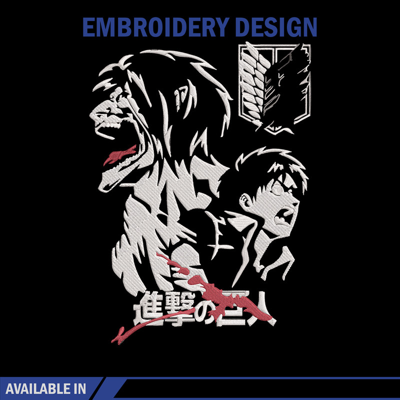 Eren poster Embroidery Design, Aot Embroidery, Embroidery File, Anime Embroidery, Anime shirt,Digital download..jpg