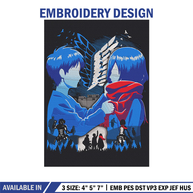 Eren x mikasa Embroidery Design, Aot Embroidery,Embroidery File, Anime Embroidery, Anime shirt, Digital download.jpg