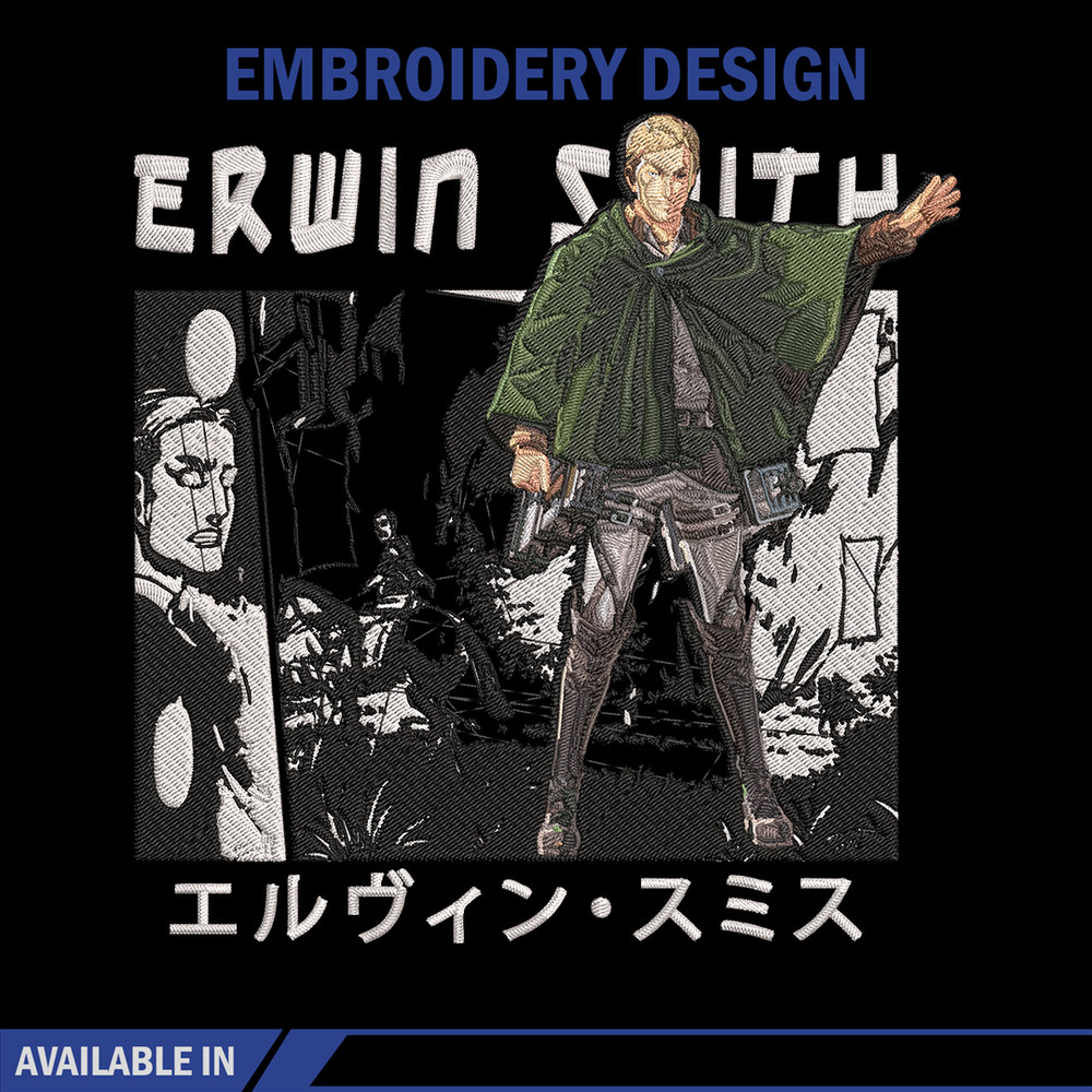 Erwin Smith Embroidery Design, Aot Embroidery, Embroidery File, Anime Embroidery, Anime shirt, Digital download.jpg
