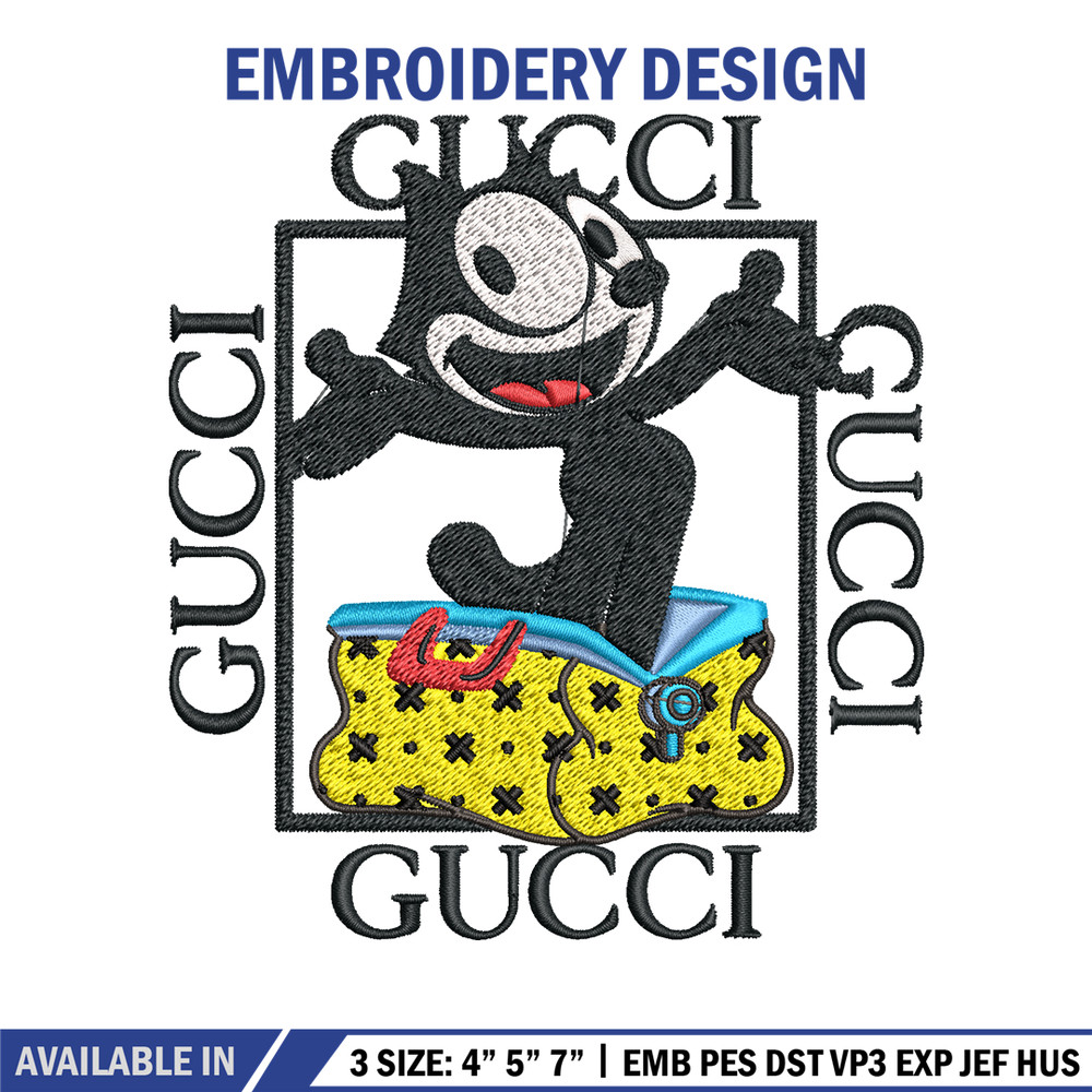 Felix The Cat Gucci Embroidery design, Felix The Cat Embroidery, cartoon design, Embroidery File, Digital download..jpg