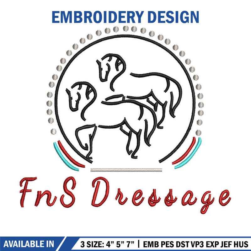 FnS Dressage embroidery design, Logo embroidery, Embroidery file, Embroidery shirt, Emb design, Digital download.jpg