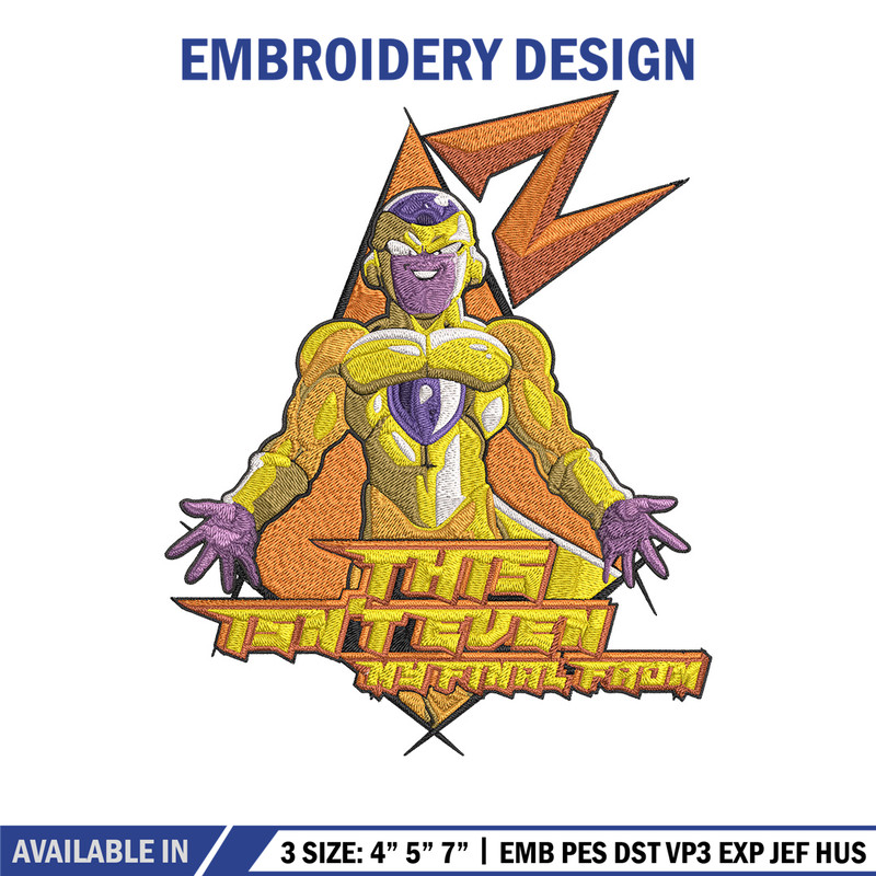 Frieza gold Embroidery Design, Dragonball Embroidery, Embroidery File, Anime Embroidery, Anime shirt, Digital download..jpg