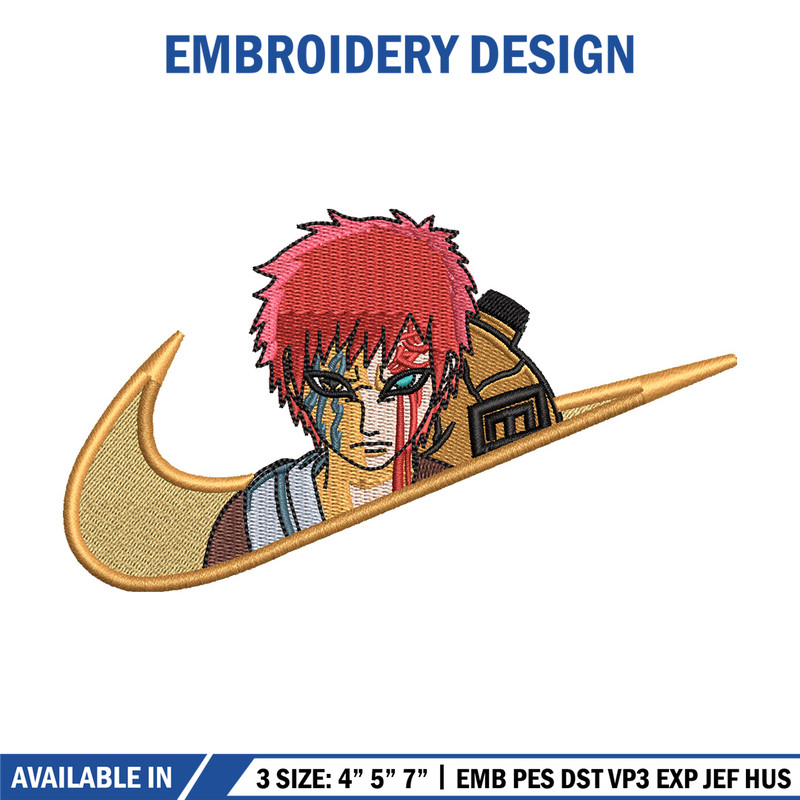 Gaara nike embroidery design, Naruto embroidery, Nike design, Embroidery shirt, Embroidery file, Digital download.jpg
