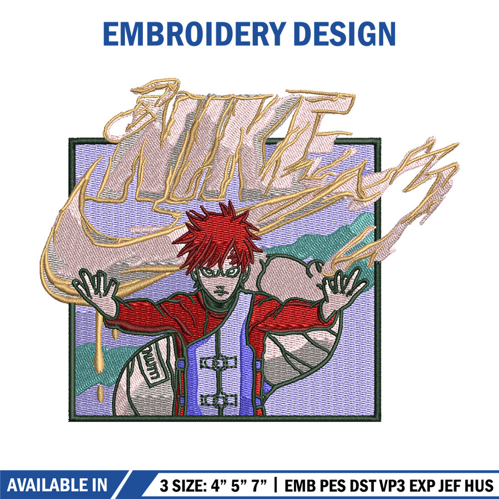 Gaara x nike embroidery design, Naruto embroidery, Nike design, Embroidery shirt, Embroidery file, Digital download.jpg