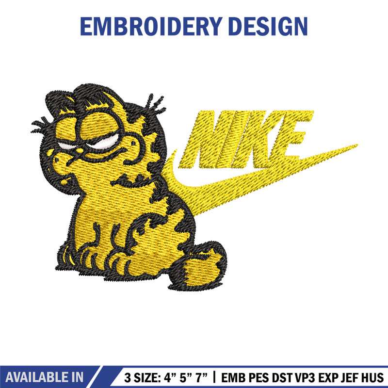 Garfield Nike Embroidery design, cartoon Embroidery, Nike design, Embroidery file, cartoon shirt, Instant download..jpg