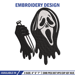 ghost face knife embroidery design, horror embroidery, embroidery file, logo design, logo shirt, embroidery design